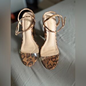 Liliana Brown Leopard Heels with Clear Strap